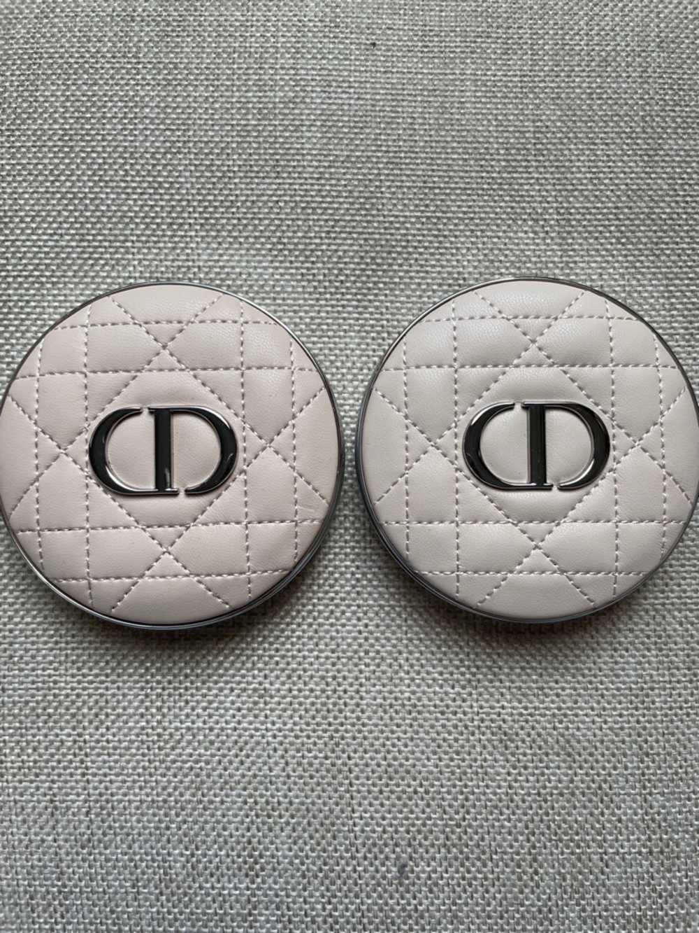 Dior Quilted CD Round Compacts - Pale Pink & Silver Hardware